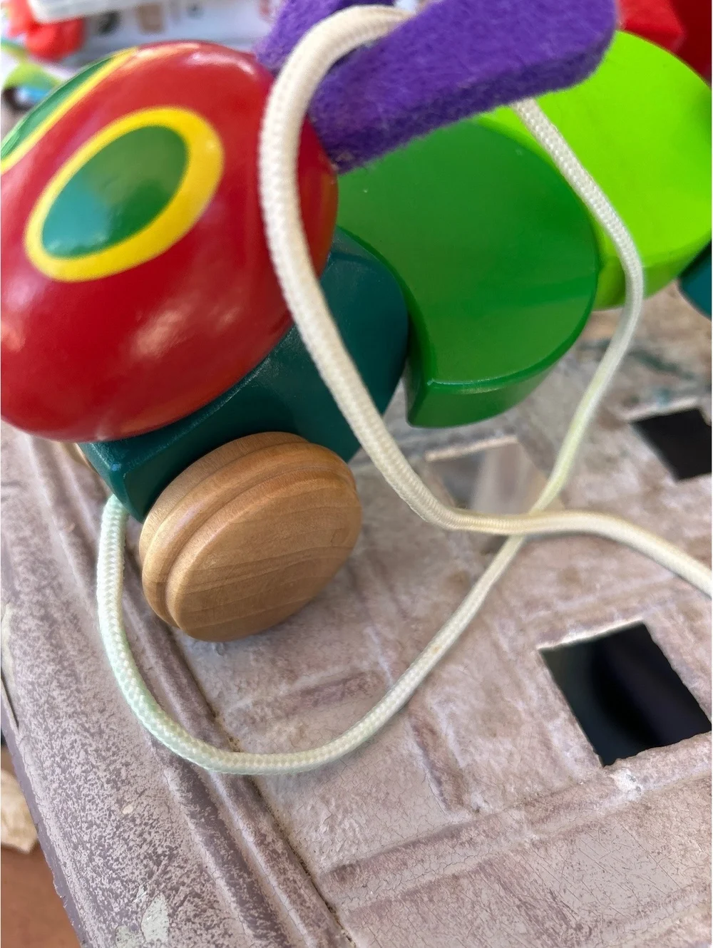 Hungry little caterpillar wooden pull  toy